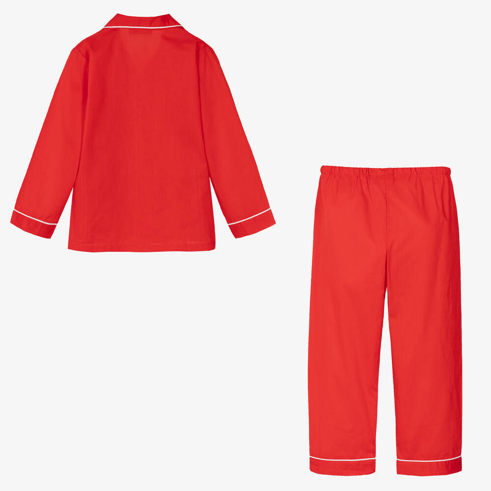 Mini Lunn-بيجاما قطن لون أحمر للأولاد | Childrensalon