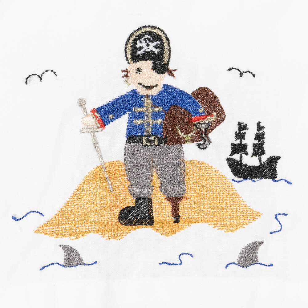 Mini Lunn-Boys White Cotton Pirate Pyjamas | Childrensalon