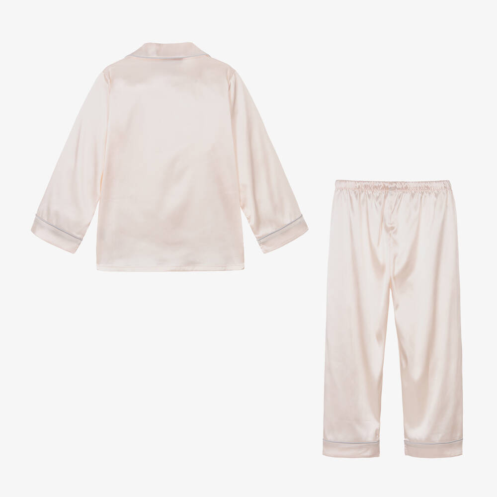 Mini Lunn-Girls Light Pink Satin Pyjamas | Childrensalon
