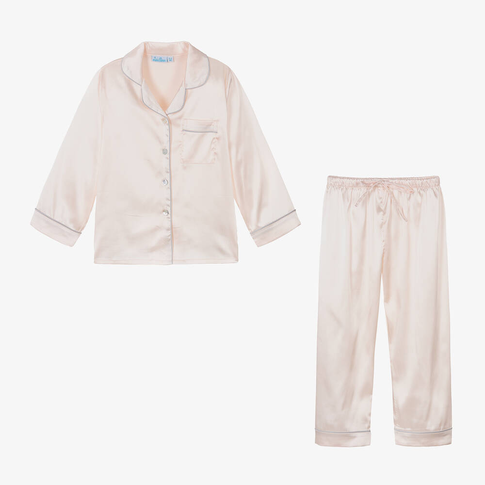 Mini Lunn-Girls Light Pink Satin Pyjamas | Childrensalon