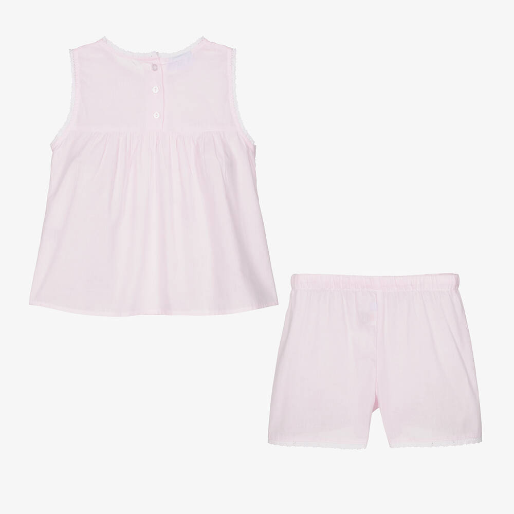 Mini Lunn-Girls Pink Cotton Flamingo Short Pyjamas | Childrensalon