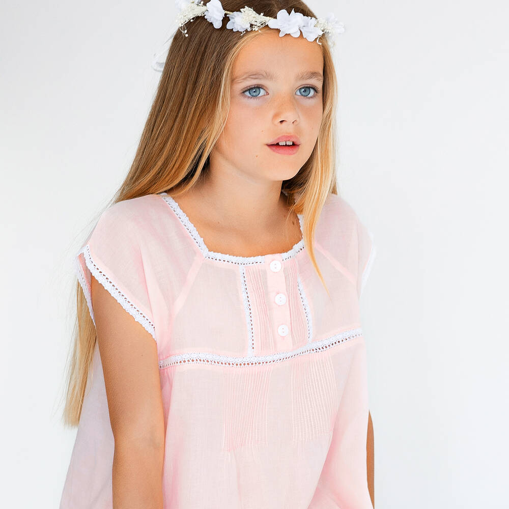 Mini Lunn-Girls Pink Cotton Short Pyjamas | Childrensalon