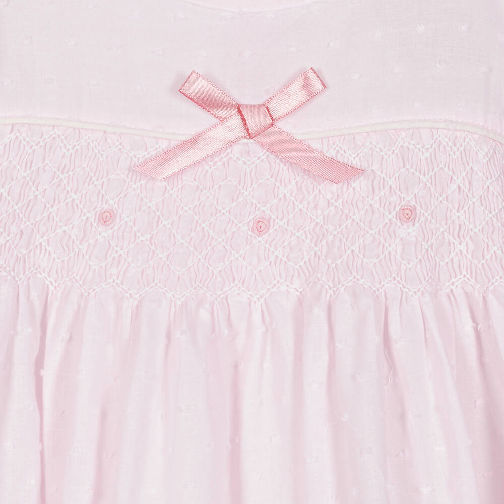 Mini Lunn-بيجاما بتطربز سموك قطن لون زهري للبنات | Childrensalon