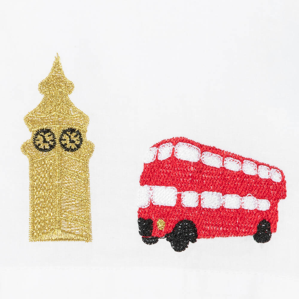 Mini Lunn-Girls White Cotton London Pyjamas | Childrensalon