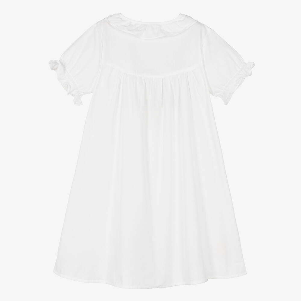 Mini Lunn-Girls White Embroidered Cotton Nightdress | Childrensalon