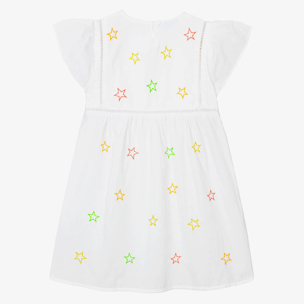 Mini Lunn-Girls White Embroidered Star Cotton Nightdress | Childrensalon