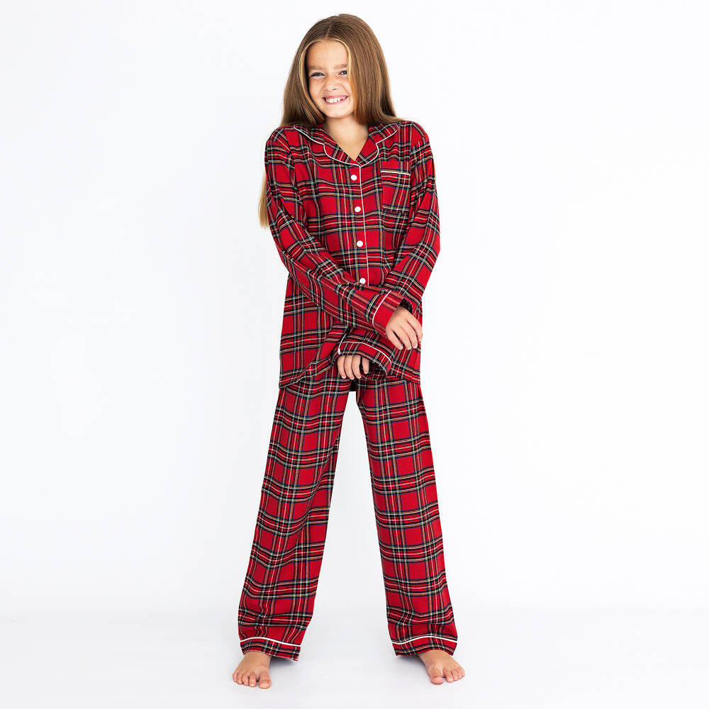 Mini Lunn-Red Tartan Cotton Pyjamas | Childrensalon