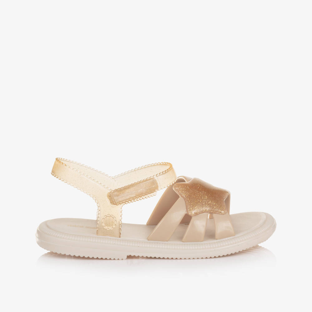 Mini Melissa-صندل جيلي لون بيج مزين بنجمة ذهبية لامعة للبنات | Childrensalon