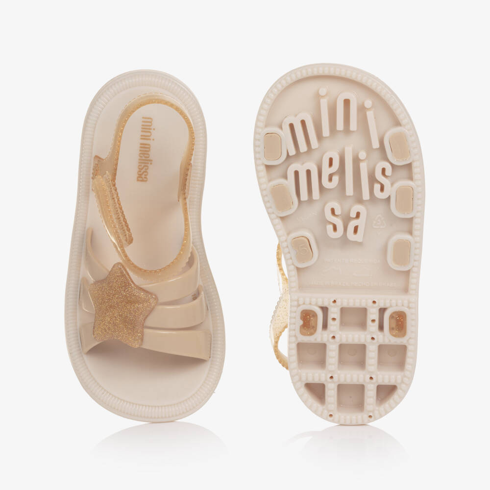 Mini Melissa-صندل جيلي لون بيج مزين بنجمة ذهبية لامعة للبنات | Childrensalon