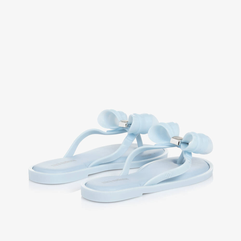 Mini Melissa-Girls Blue Bow Jelly Flip-Flops | Childrensalon