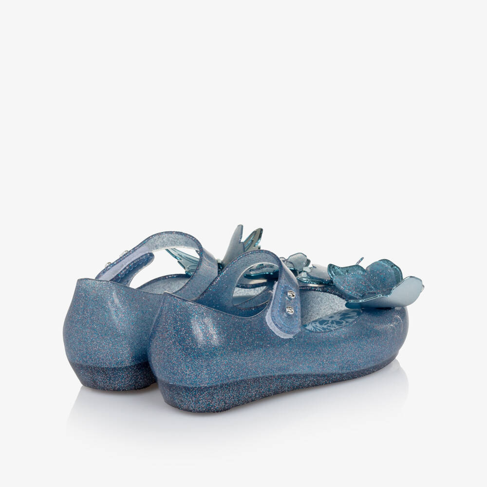 Mini Melissa-Girls Blue Butterfly Jelly Shoes | Childrensalon