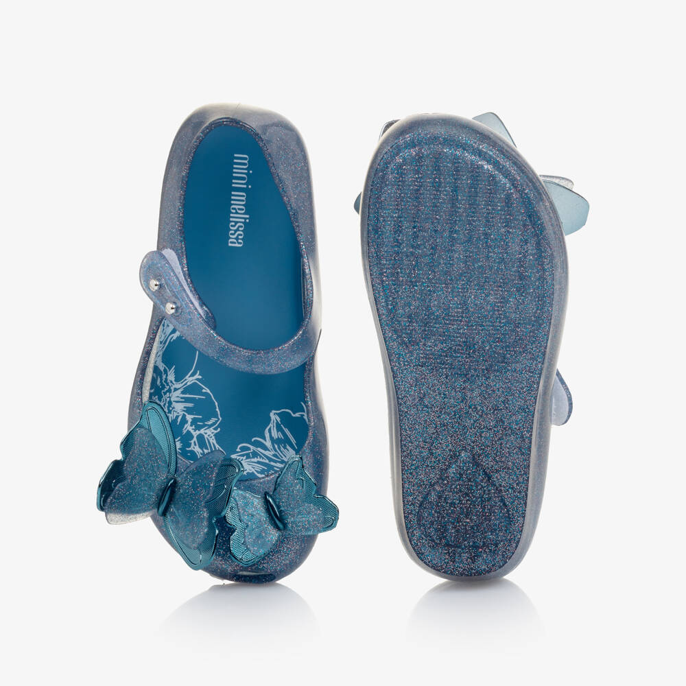 Mini Melissa-Girls Blue Butterfly Jelly Shoes | Childrensalon