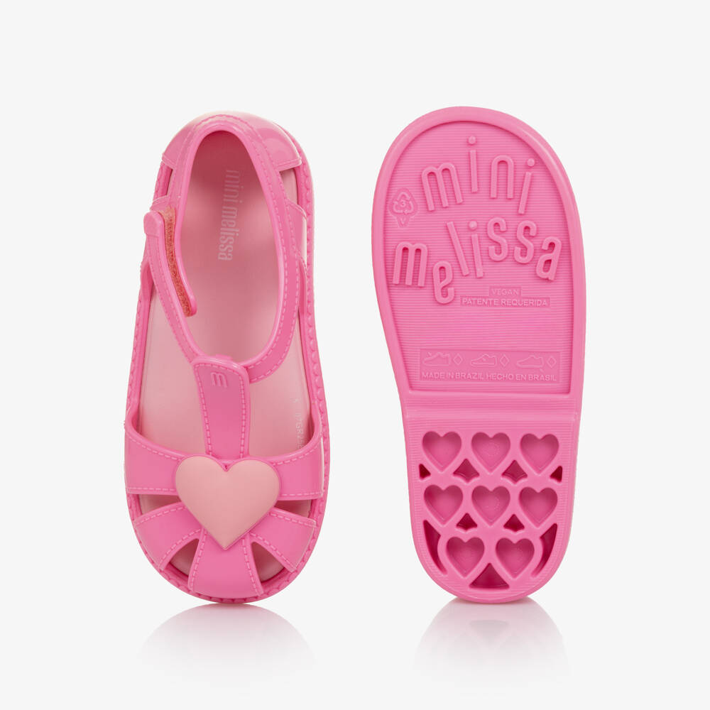 Mini Melissa-Girls Bright Pink Heart Jelly Shoes | Childrensalon