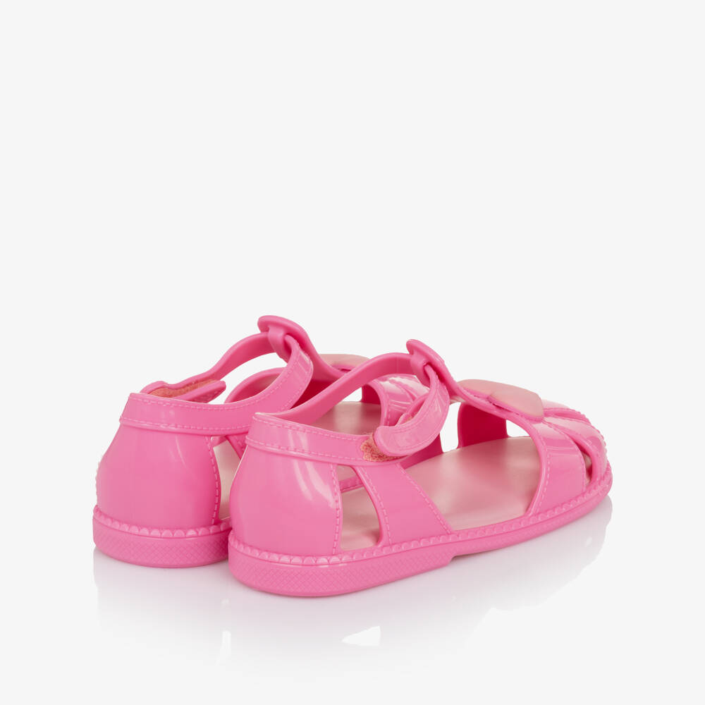 Mini Melissa-Girls Bright Pink Heart Jelly Shoes | Childrensalon