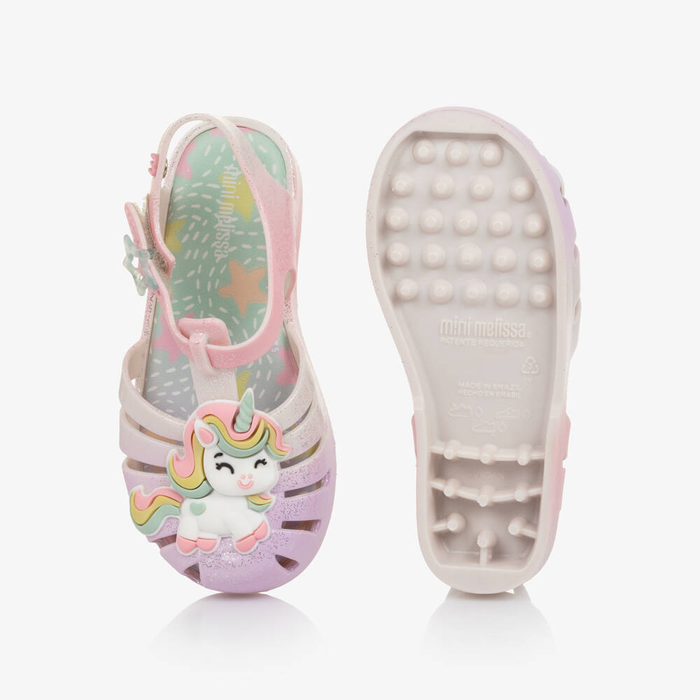 Mini Melissa-حذاء جيلي أومبري لون زهري لامع للبنات | Childrensalon