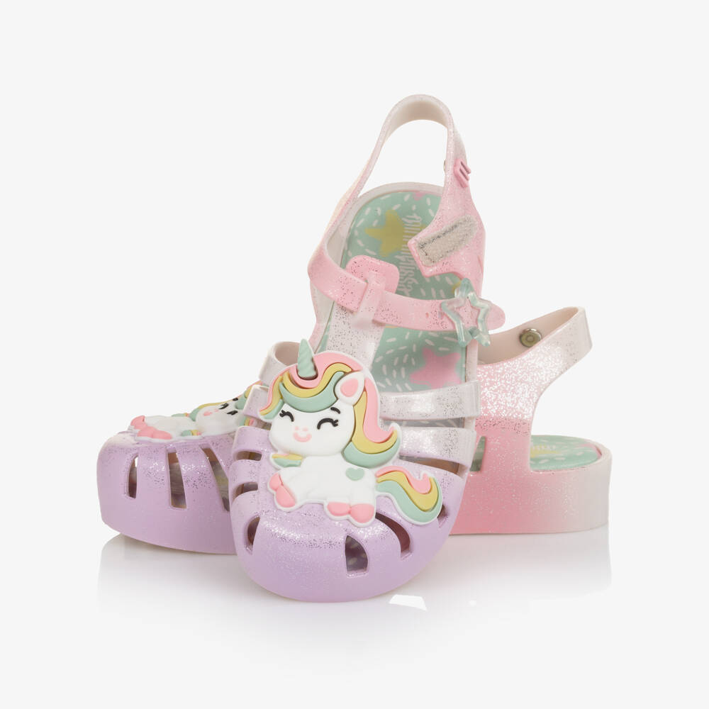 Mini Melissa-حذاء جيلي أومبري لون زهري لامع للبنات | Childrensalon