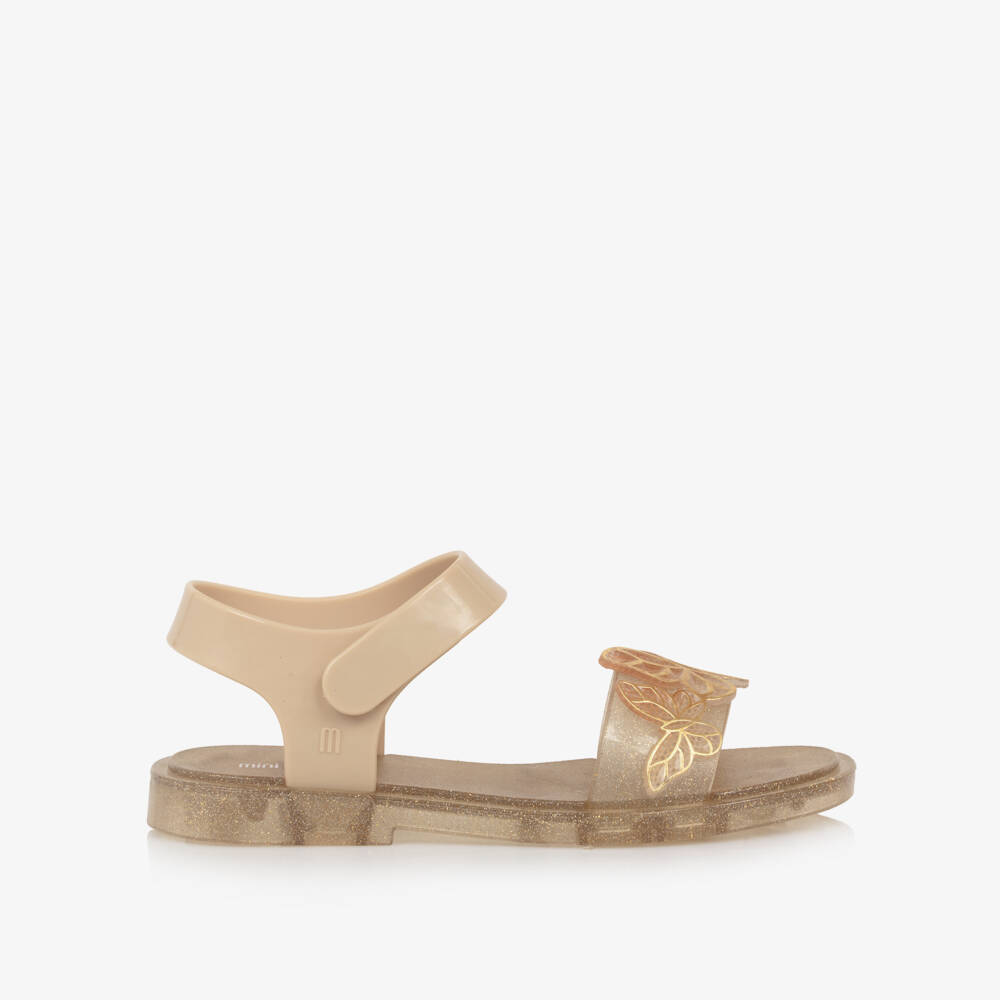 Mini Melissa-Girls Gold Butterfly Jelly Sandals | Childrensalon