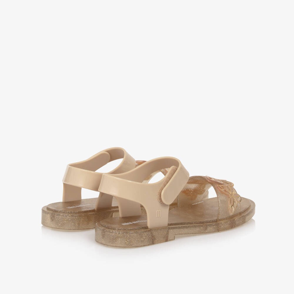Mini Melissa-Girls Gold Butterfly Jelly Sandals | Childrensalon