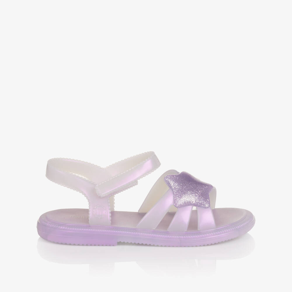 Mini Melissa-Girls Lilac Jelly Sandals with Glittery Star | Childrensalon