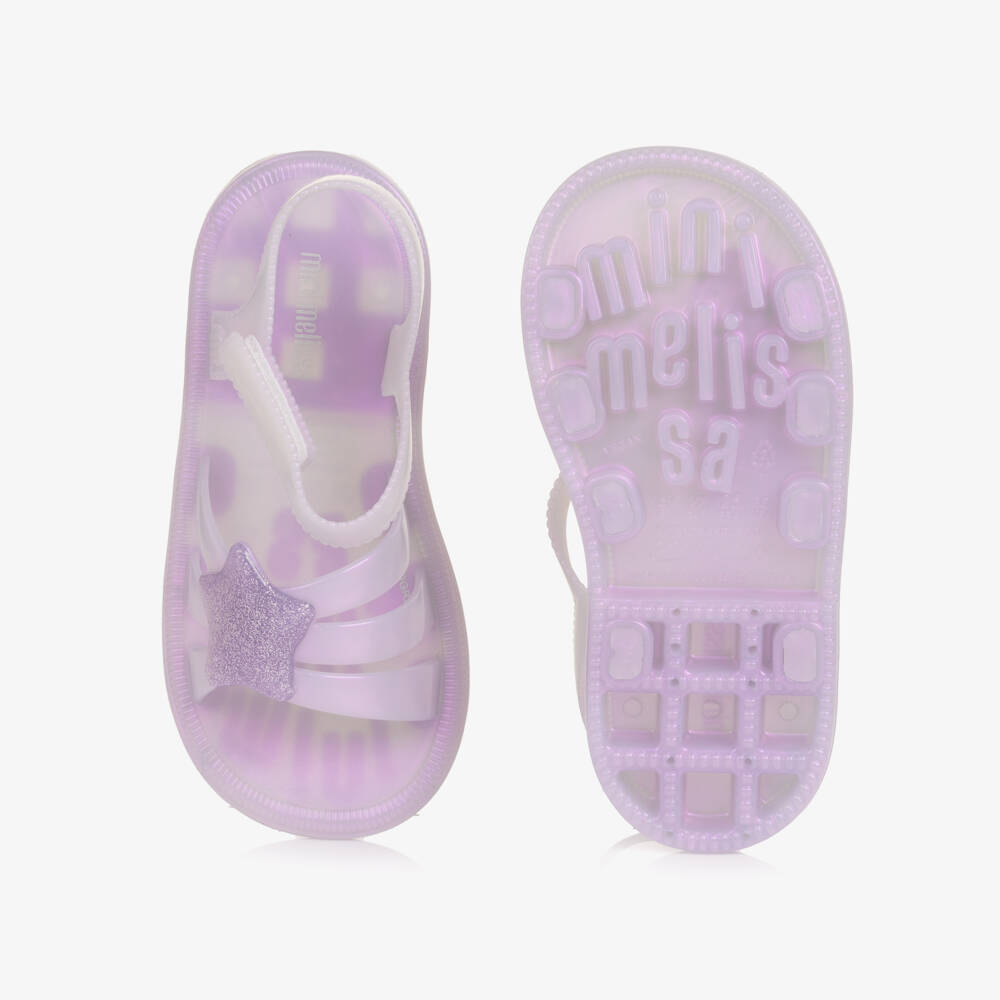 Mini Melissa-Girls Lilac Jelly Sandals with Glittery Star | Childrensalon