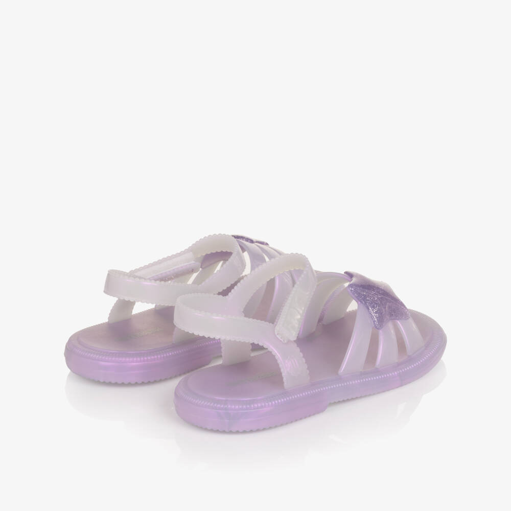 Mini Melissa-Girls Lilac Jelly Sandals with Glittery Star | Childrensalon