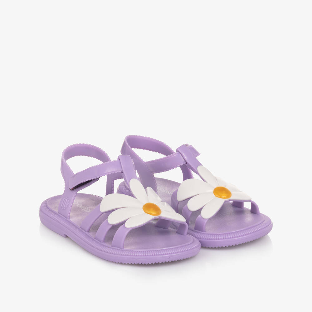 Mini Melissa-Girls Lilac Purple Daisy Jelly Sandals | Childrensalon