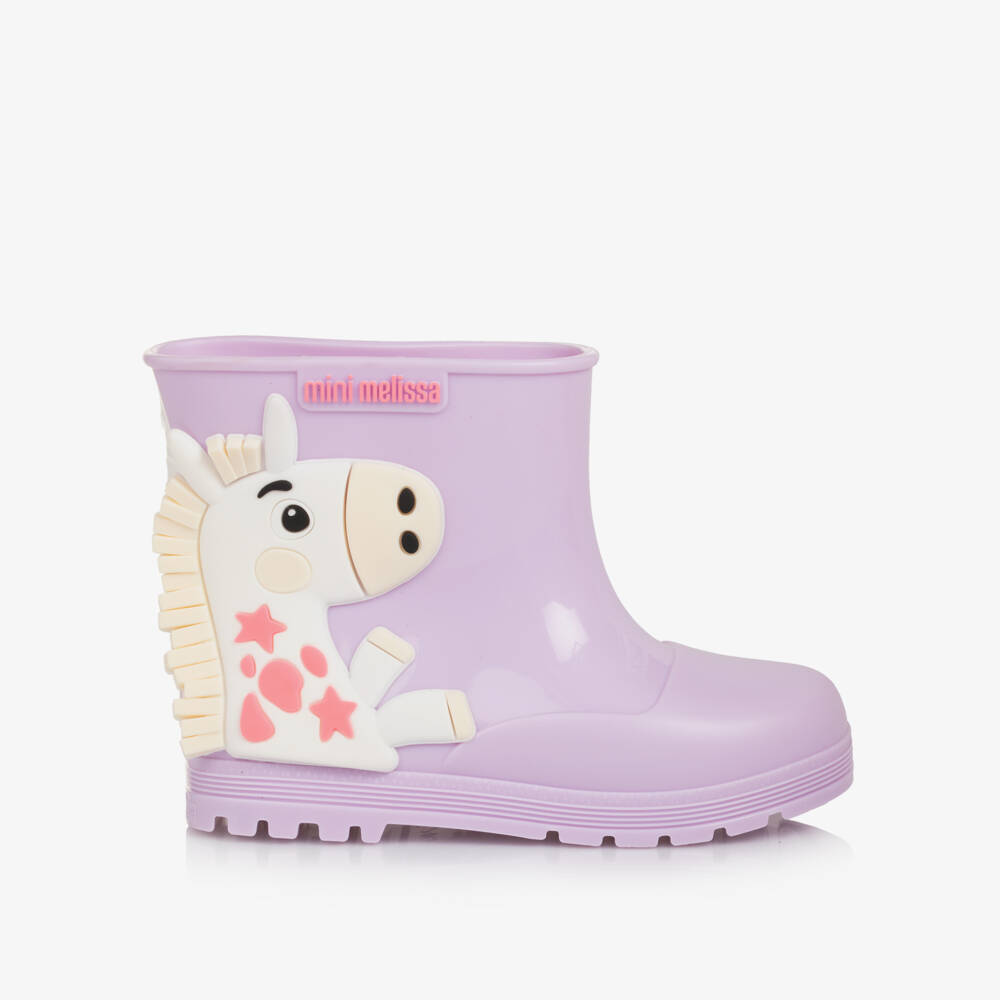 Mini Melissa-Girls Lilac Purple Unicorn Jelly Rain Boots | Childrensalon