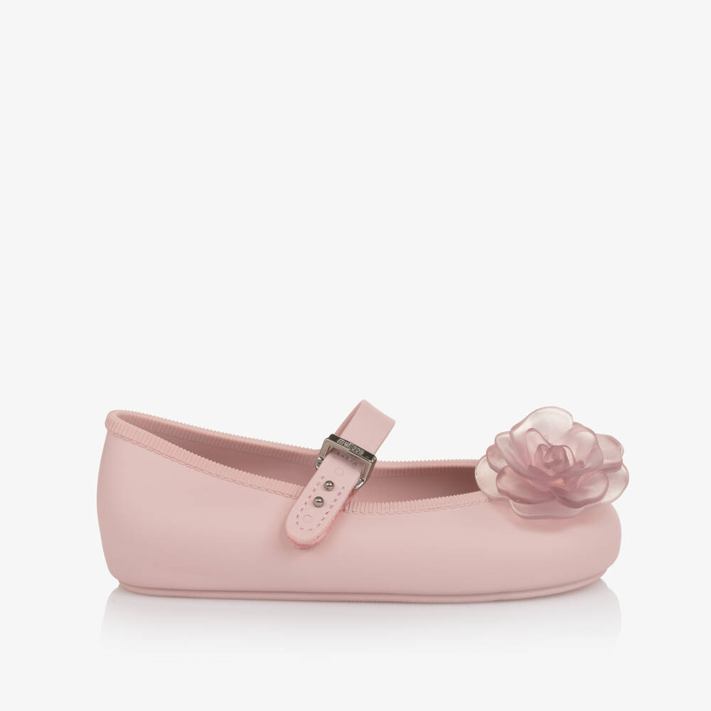 Mini Melissa-Girls Pale Pink Flower Jelly Shoes | Childrensalon