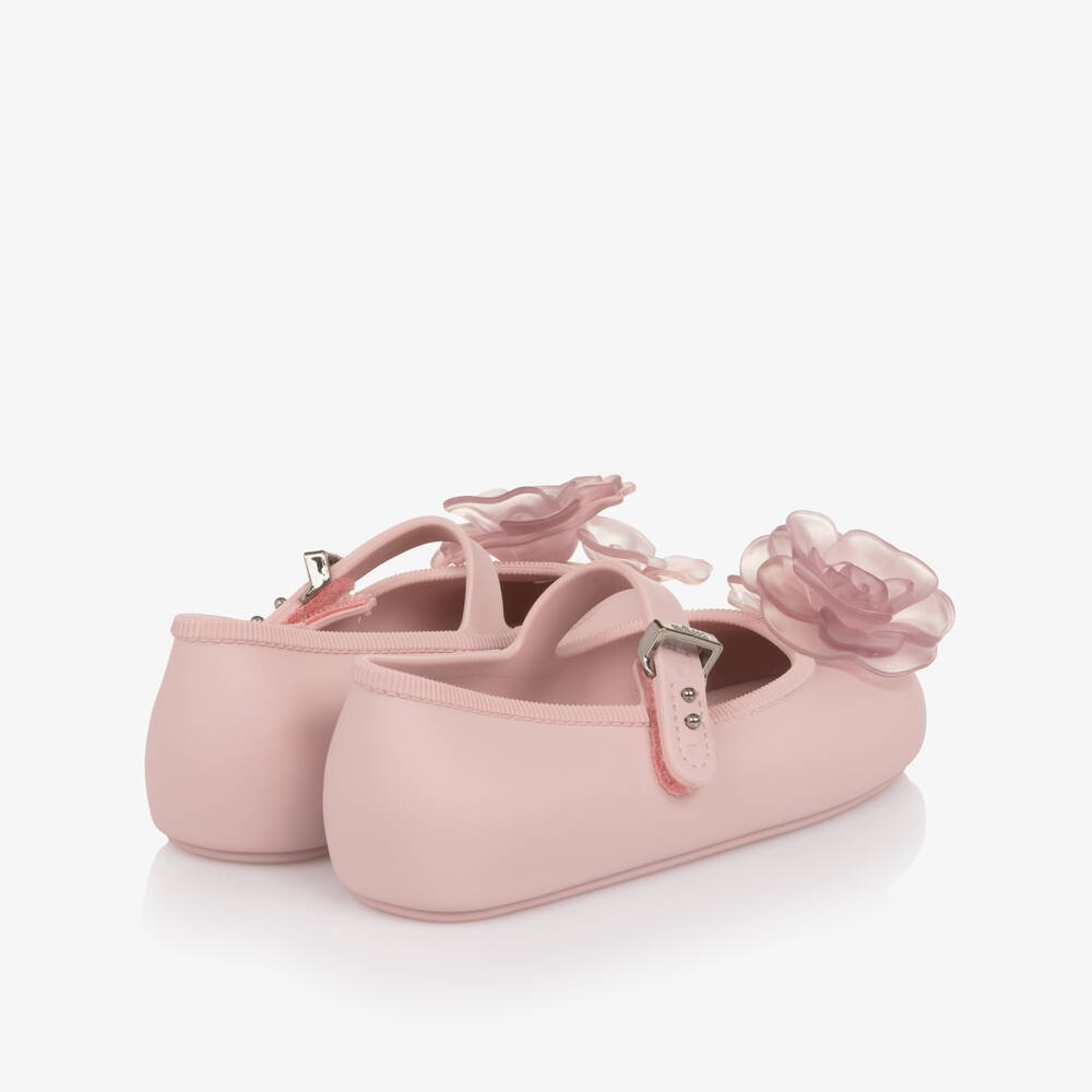 Mini Melissa-Girls Pale Pink Flower Jelly Shoes | Childrensalon