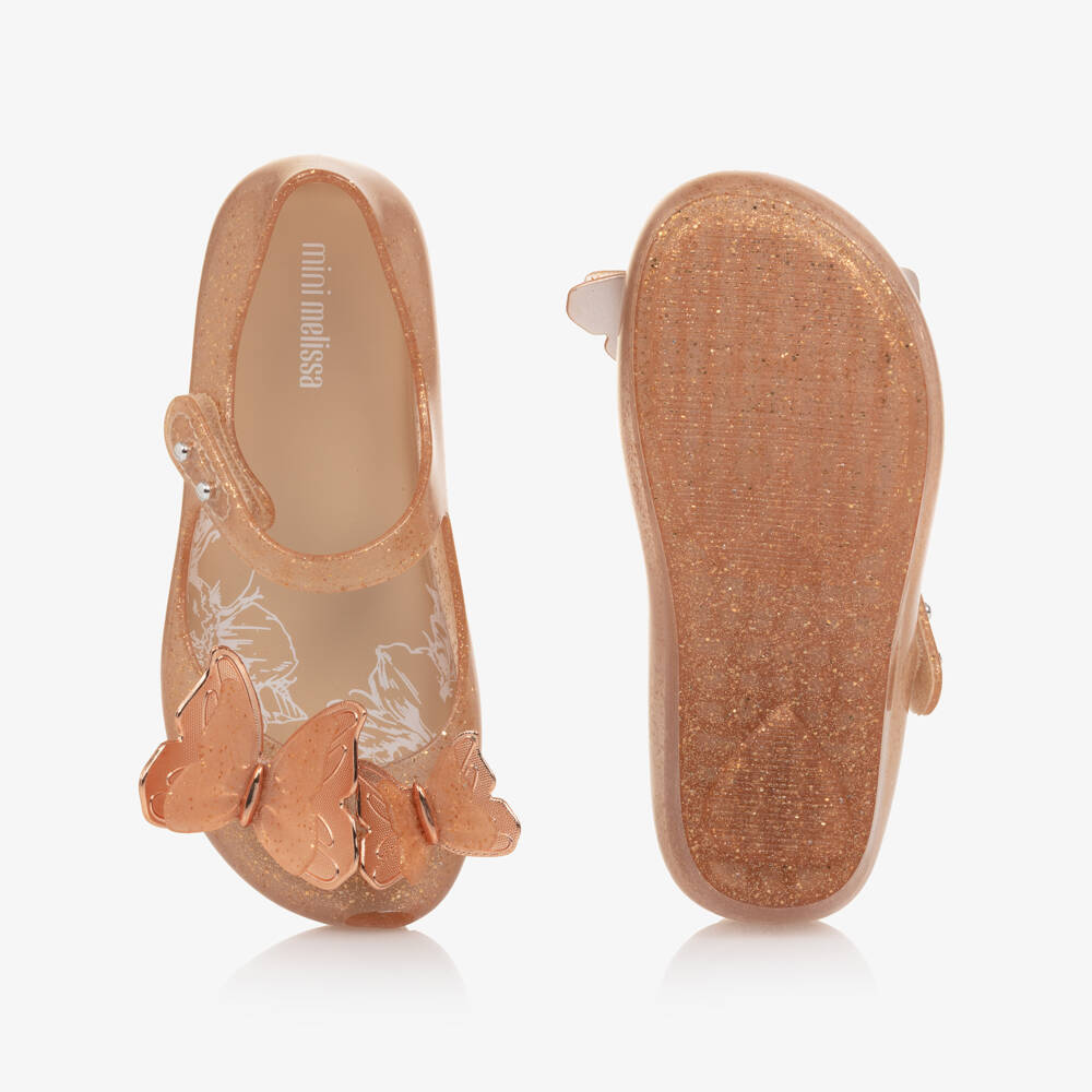 Mini Melissa-Girls Peach Orange Butterfly Jelly Shoes | Childrensalon