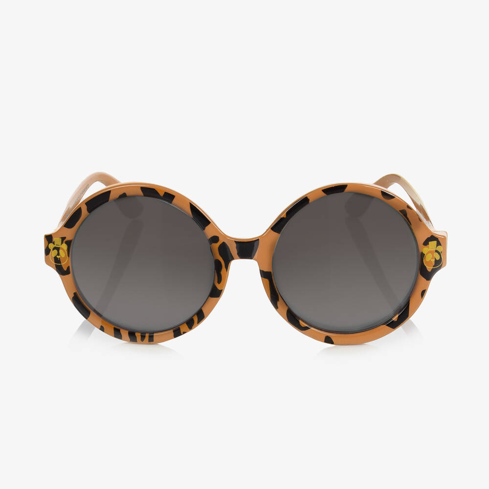 Mini Rodini-Beige Leopard Print Round Sunglasses | Childrensalon