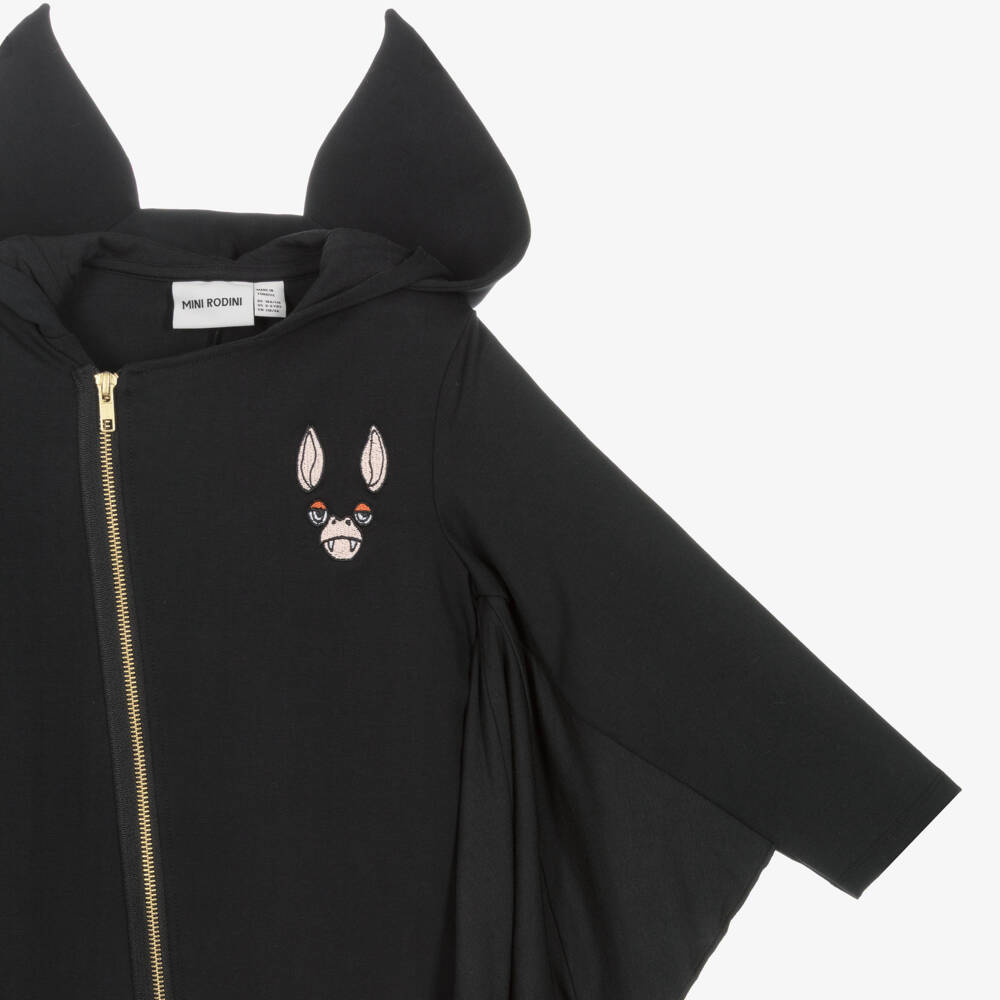 Mini Rodini-جمبسوت بتصميم خفاش قطن جيرسي لون أسود | Childrensalon