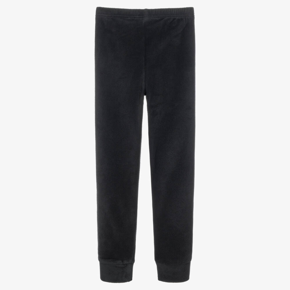 Mini Rodini-Black Microfleece Joggers with Penguin Patch | Childrensalon