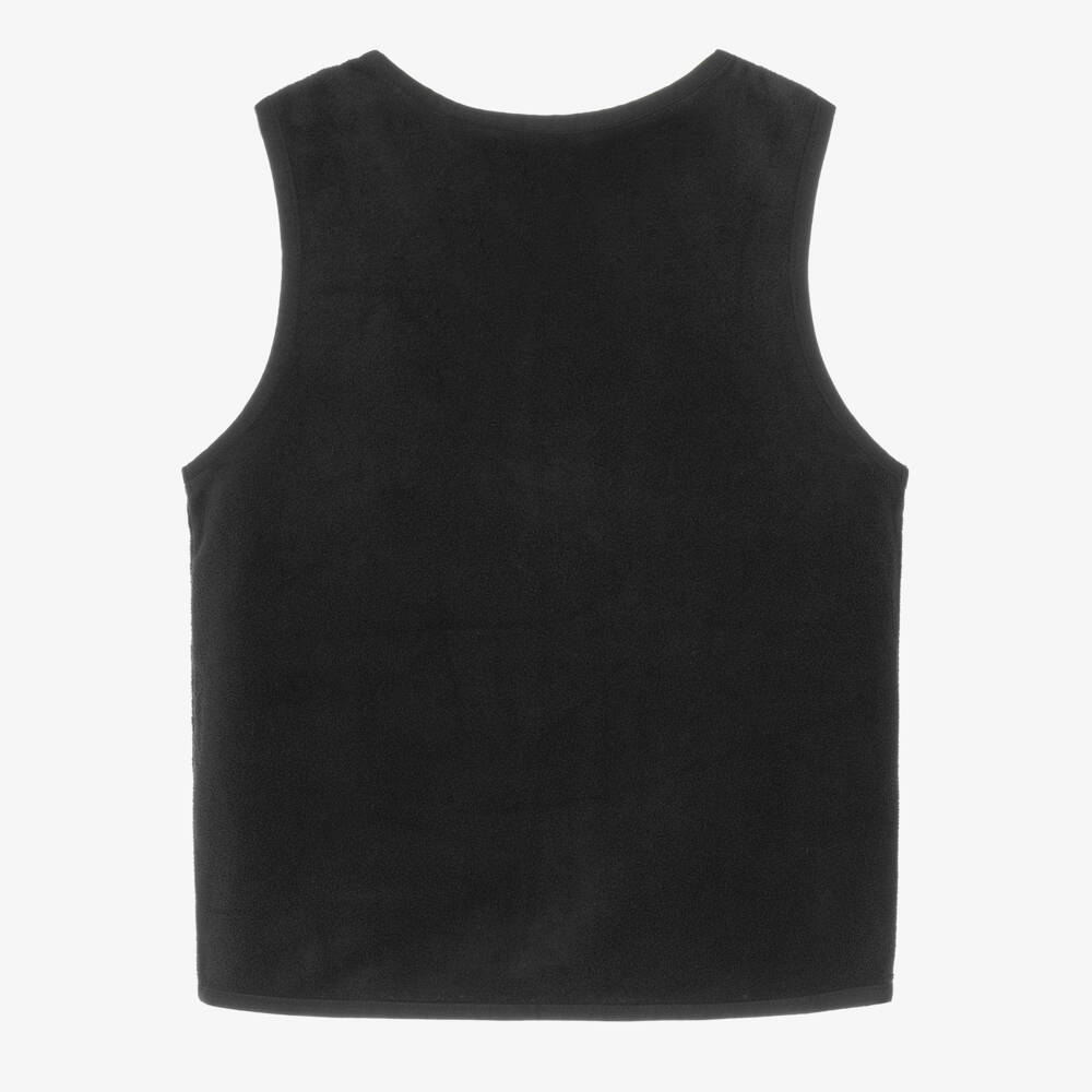 Mini Rodini-Black Microfleece Waistcoat with Penguin Patch | Childrensalon