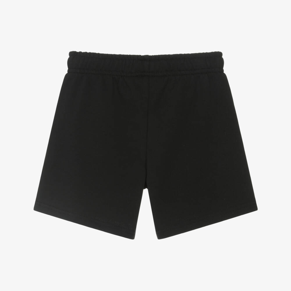 Mini Rodini-Black Organic Cotton Jersey Shorts with Blue Trim | Childrensalon