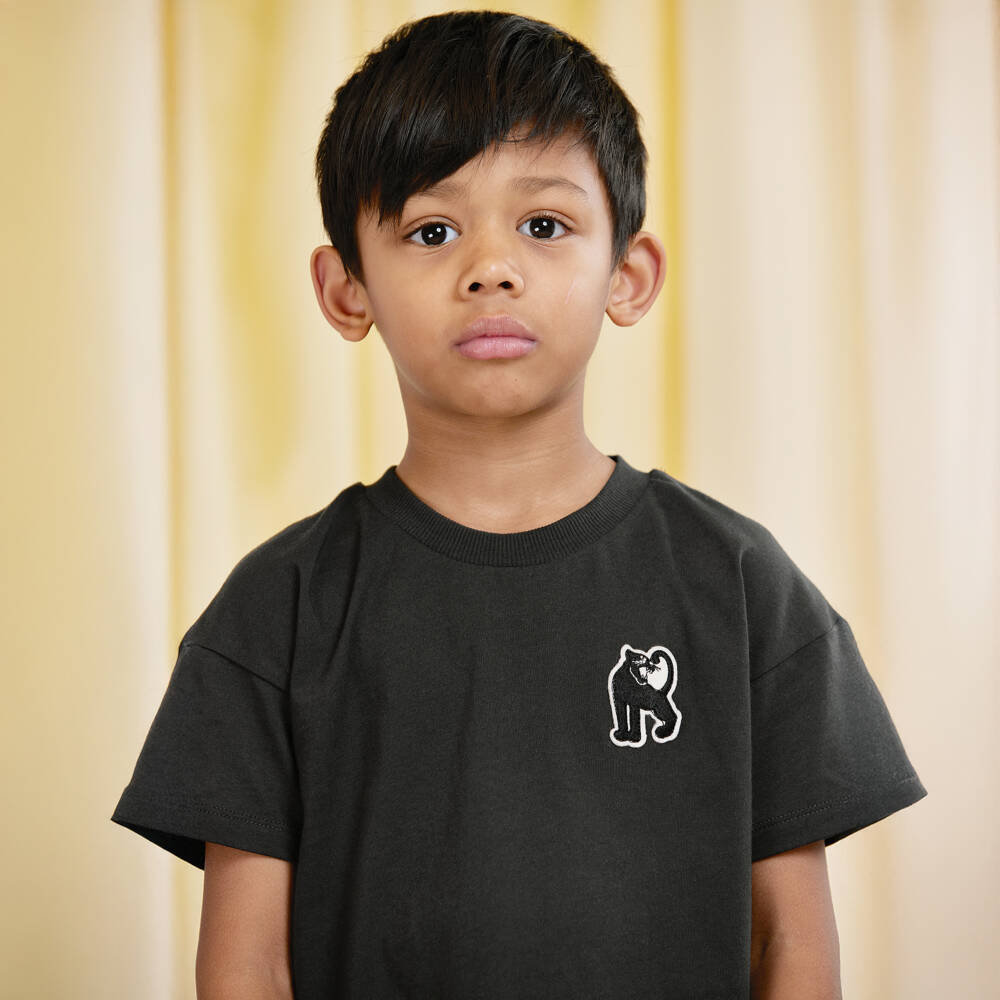 Mini Rodini-Футболка черная из органического хлопка с нашивкой пантеры | Childrensalon