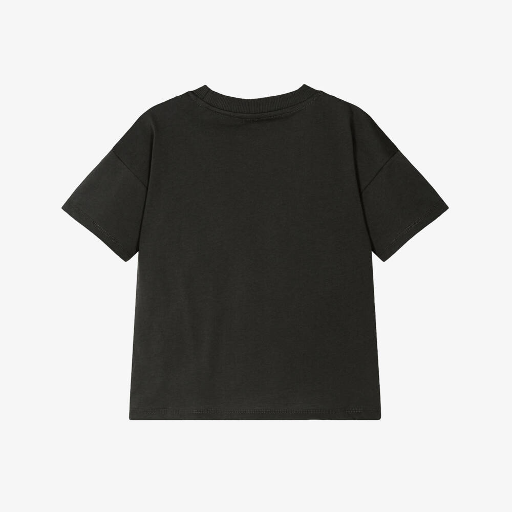 Mini Rodini-Футболка черная из органического хлопка с нашивкой пантеры | Childrensalon