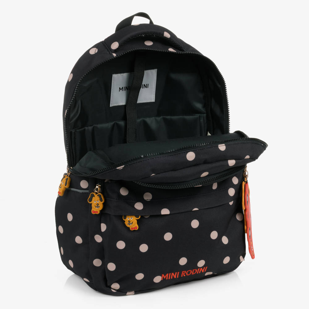Mini Rodini-Black Polka Dot Rodini Prix Backpack (39cm) | Childrensalon