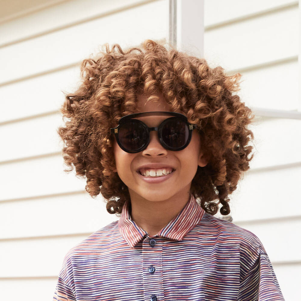 Mini Rodini-Black Round Visor Sunglasses | Childrensalon