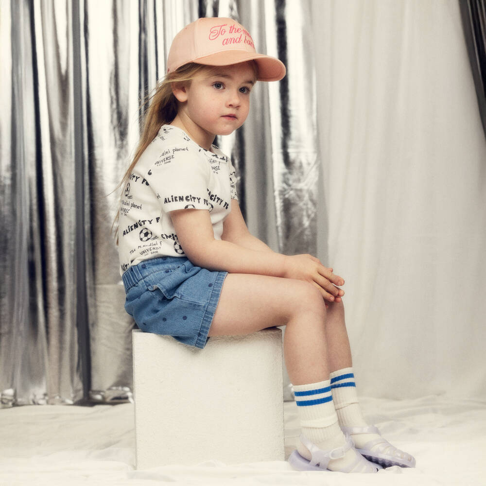 Mini Rodini-شورت جينز بنقاط بولكا لون أزرق | Childrensalon