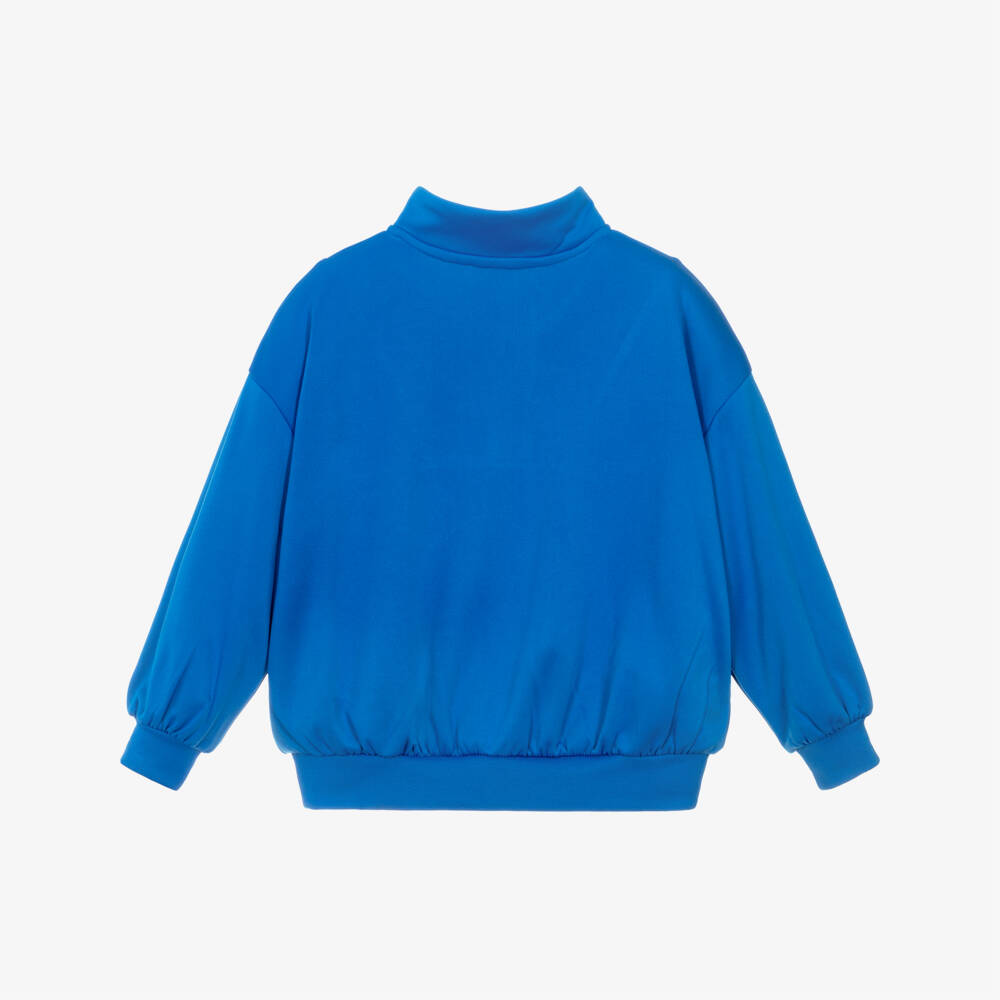 Mini Rodini-Blue Quarter-Zip Sweatshirt with Ritzratz Patch | Childrensalon