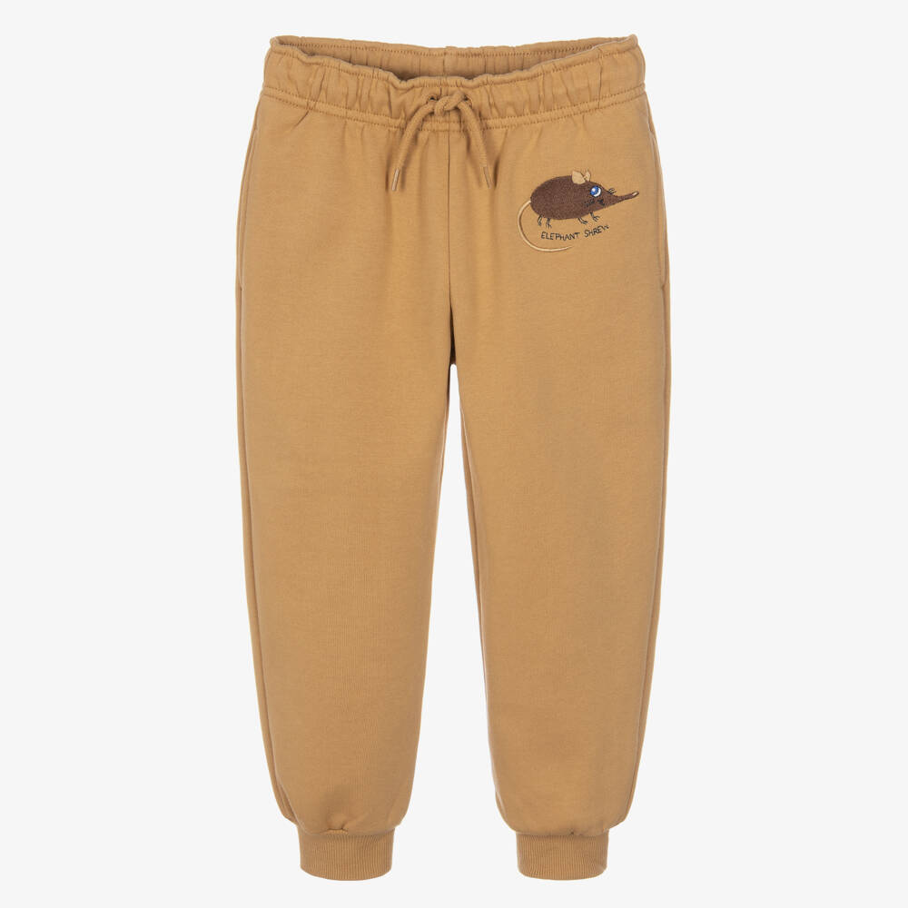 Mini Rodini-Boys Beige Elephant Shrew Joggers  | Childrensalon