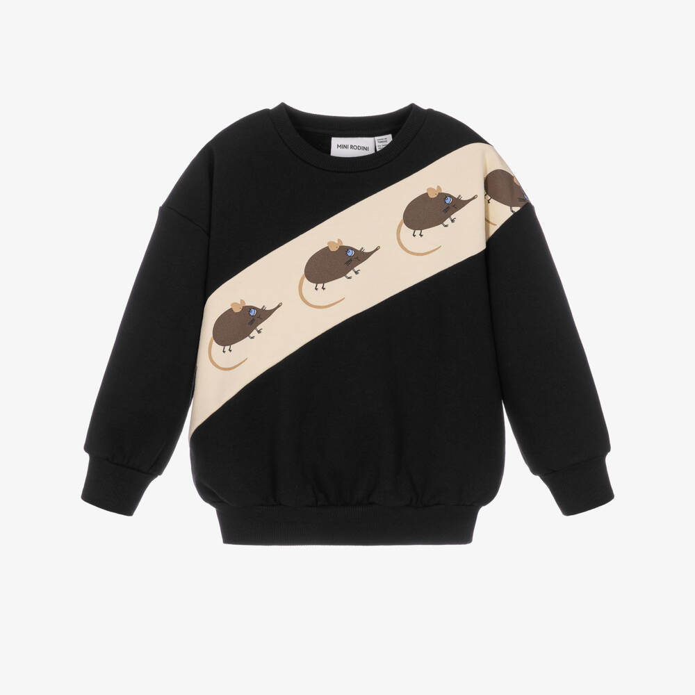 Mini Rodini-Boys Black Elephant Shrew Print Sweatshirt | Childrensalon