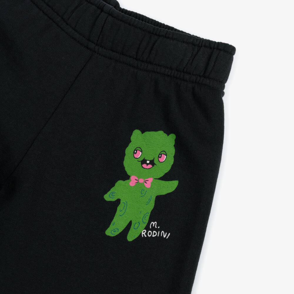 Mini Rodini-Boys Black Organic Cotton Alien & Rainbow Print Joggers | Childrensalon