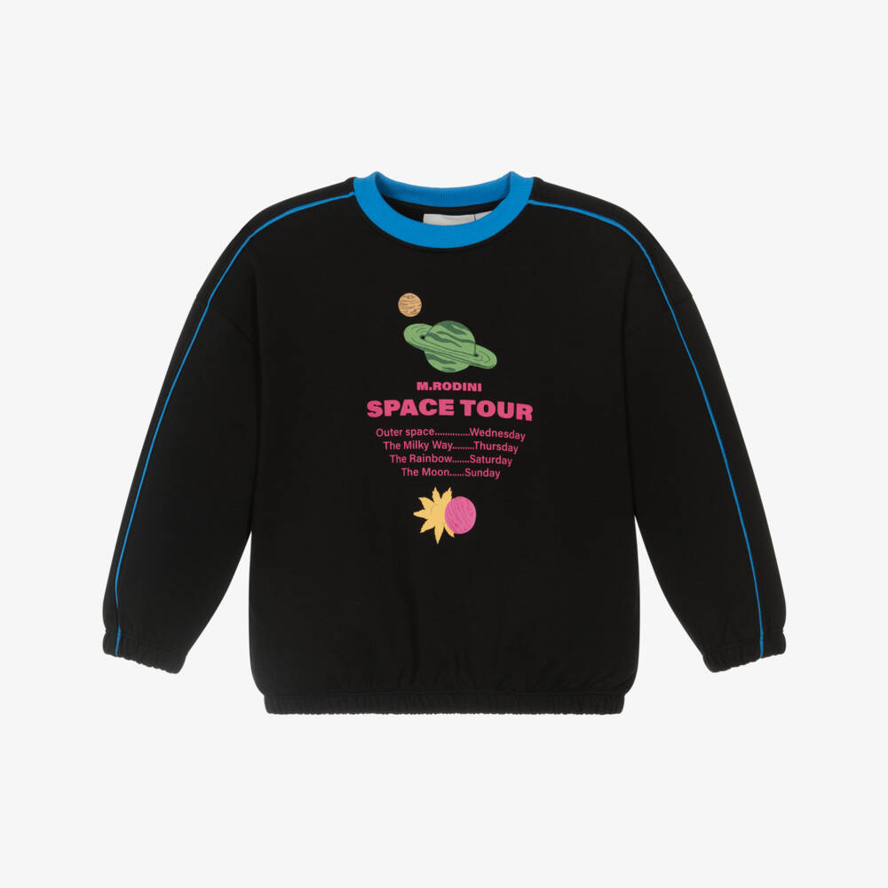 Mini Rodini-Boys Black Organic Cotton Space Tour Sweatshirt | Childrensalon