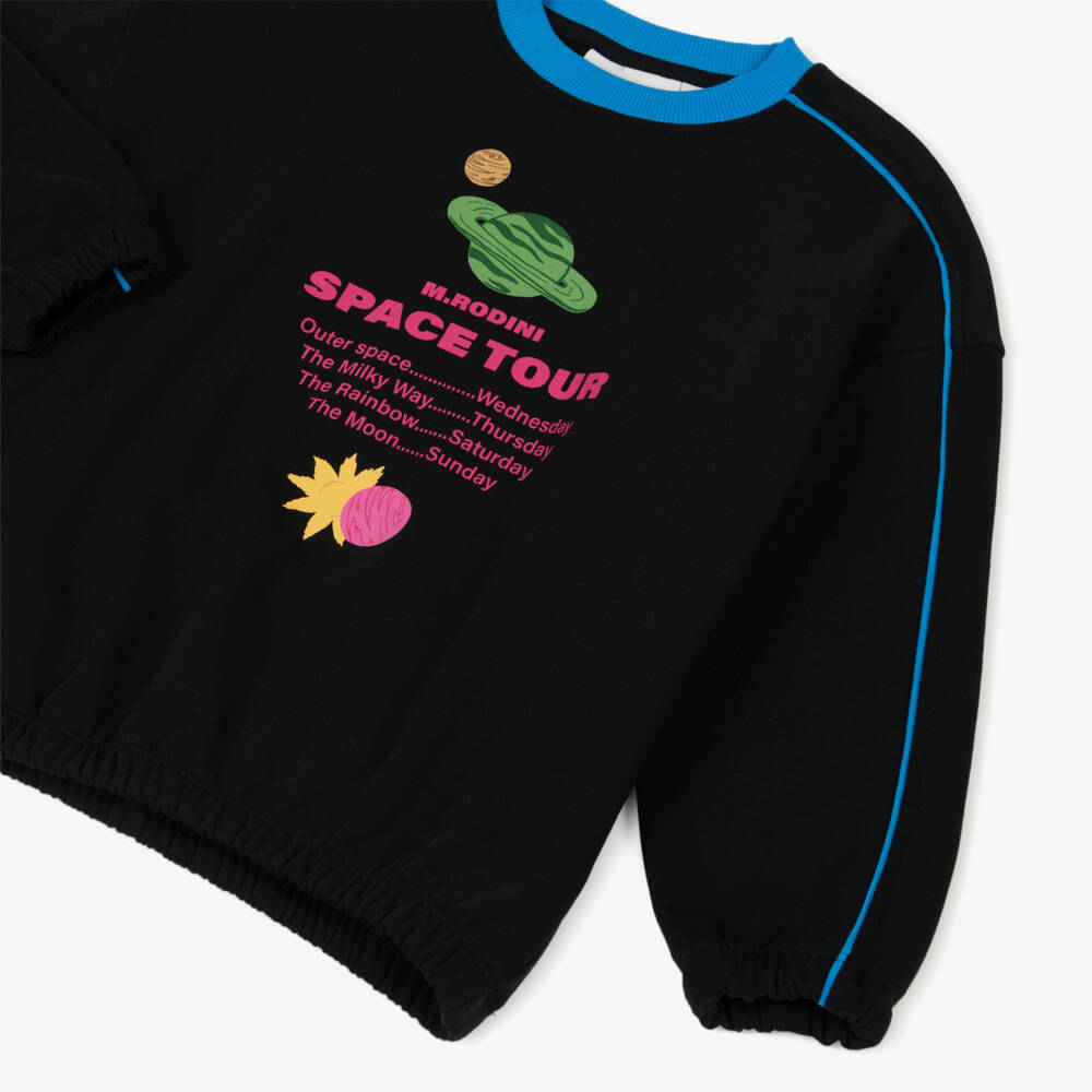 Mini Rodini-Boys Black Organic Cotton Space Tour Sweatshirt | Childrensalon