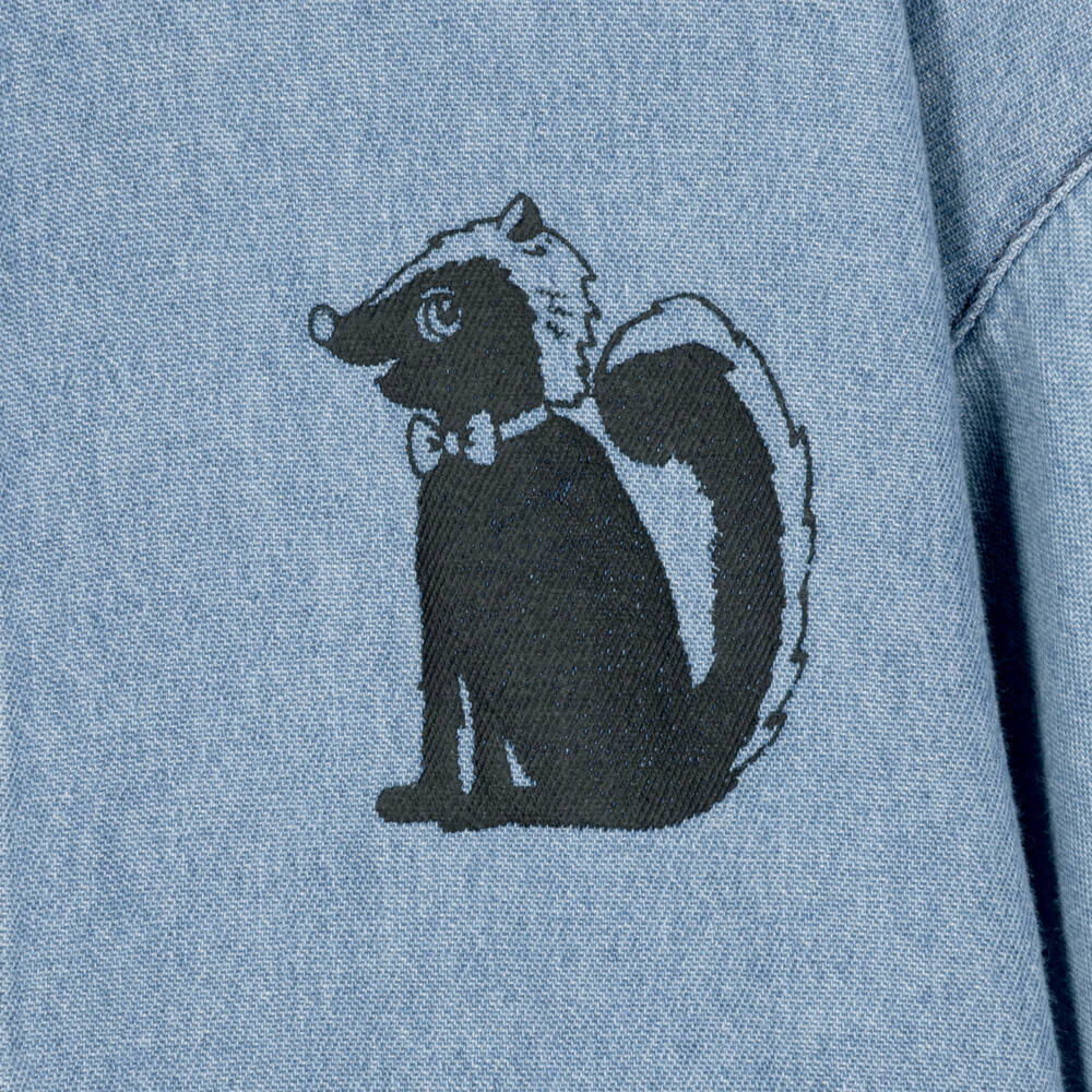 Mini Rodini-Boys Blue Denim Shirt with Skunk Motif | Childrensalon