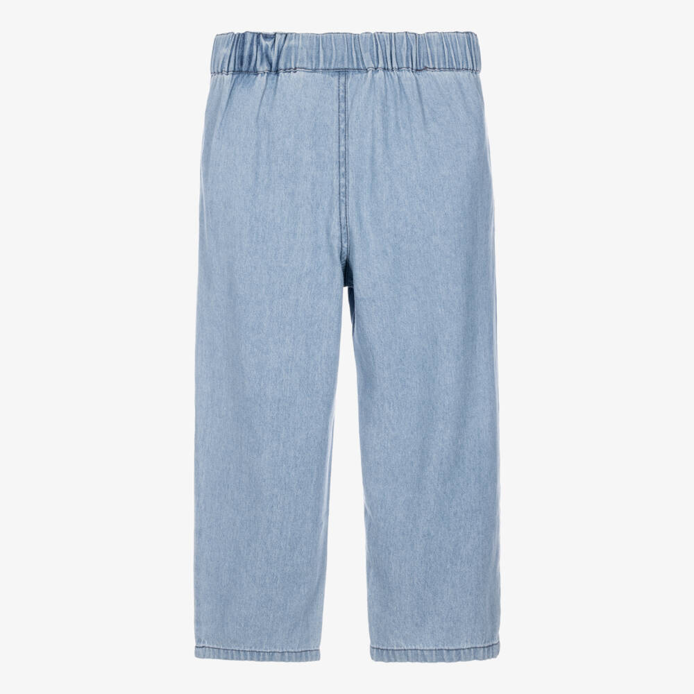 Mini Rodini-Boys Blue Denim Trousers with Skunk Motif | Childrensalon