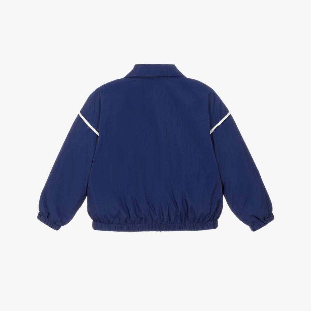 Mini Rodini-Boys Blue Jacket with Planet Logo Patch | Childrensalon