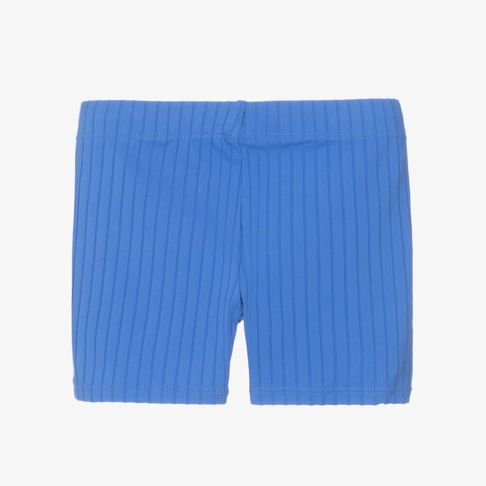 Mini Rodini-Boys Blue Ribbed Swim Shorts (UPF 40+) | Childrensalon